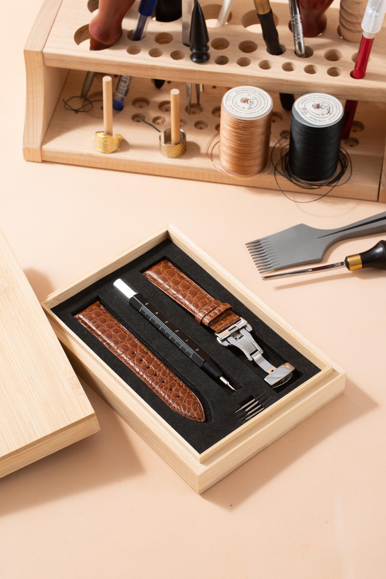 Workshop table with embroidered samples